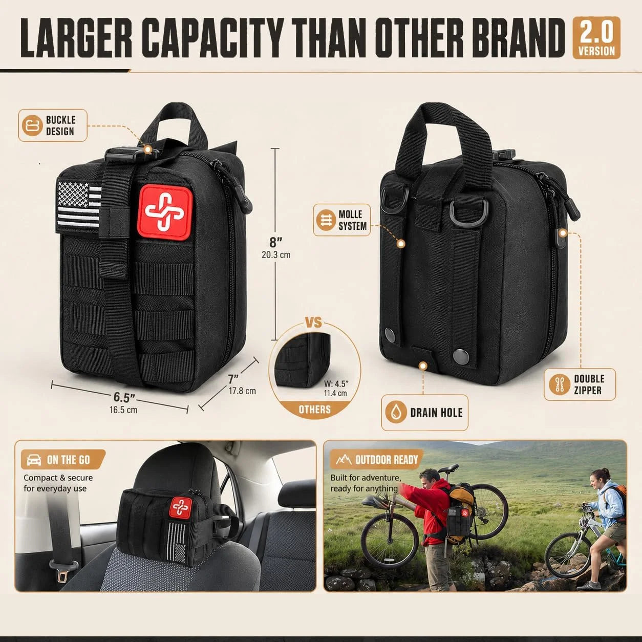 Car Emergency Kit Portable Family Travel Tactical Hiking EVA Material Camping Essential Backpack Suitable for Sports Office Ship Unexpected Incidents