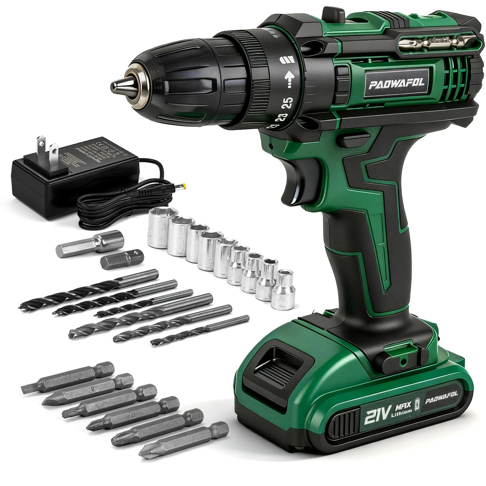 Electric Drill Set, 209pcs Lithium-Ion Drill Tool Set, Home Repairing Tool Kit with Drill and Storage Case