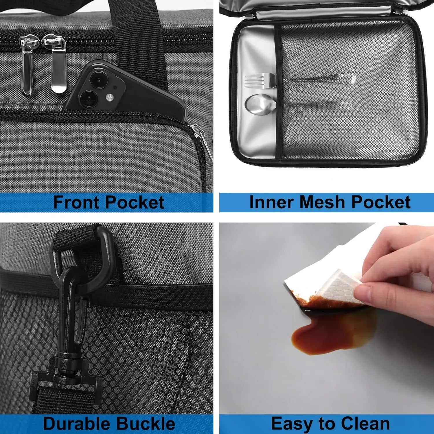 Insulated Cooler Bag, Leakproof Portable Thermal Lunch Cooler Tote with Adjustable Shoulder Strap, Large Capacity Waterproof Cooling Bag for Picnic, Camping, Beach, Travel, Work, Outdoor BBQ