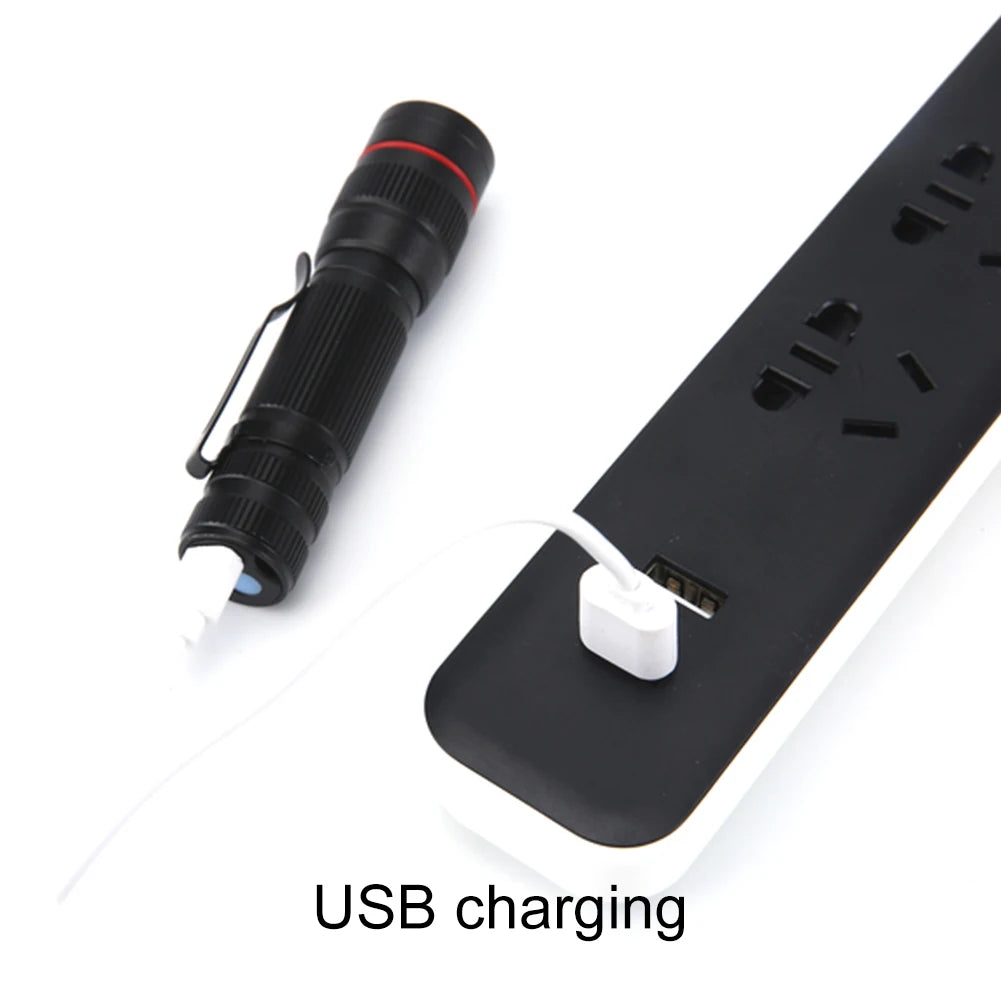 LED Flashlight, USB Charging Portable Camping Flashlight, 3 Gears Mini Super Bright Light