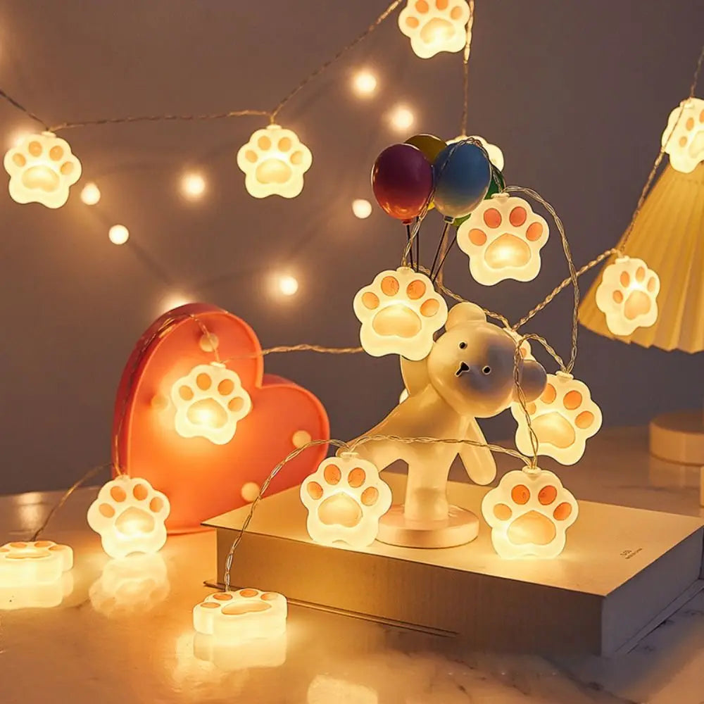 PVC LED Night Lights, Cat Paw, Waterproof, Fairy String Lights, USB/Battery Operated, Garden Lamp / Bedroom Decor