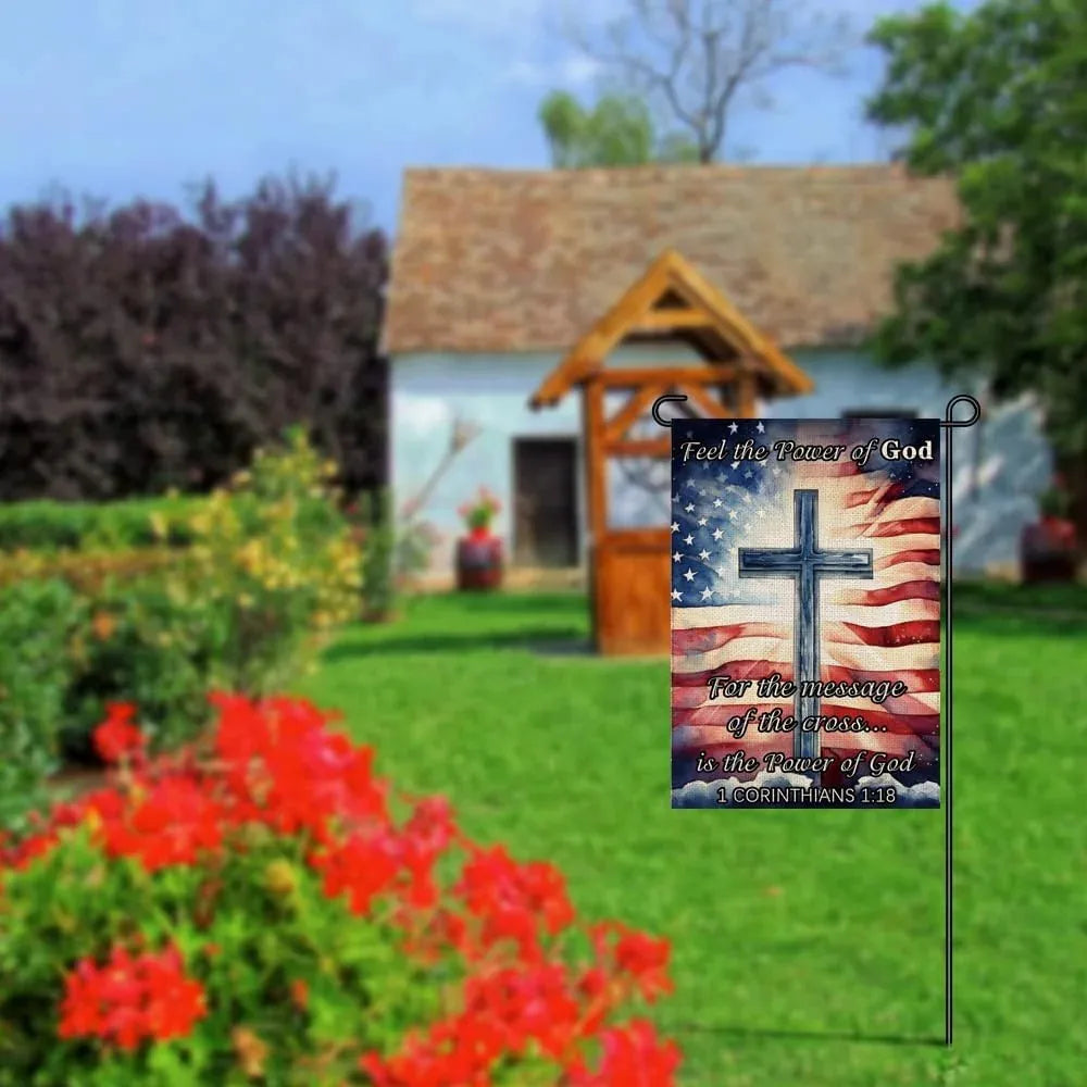 4th July Garden Flag Cross Vertical Double Sided Patriotic USA Flag for Outdoor Yard Lawn Porch Home Decor