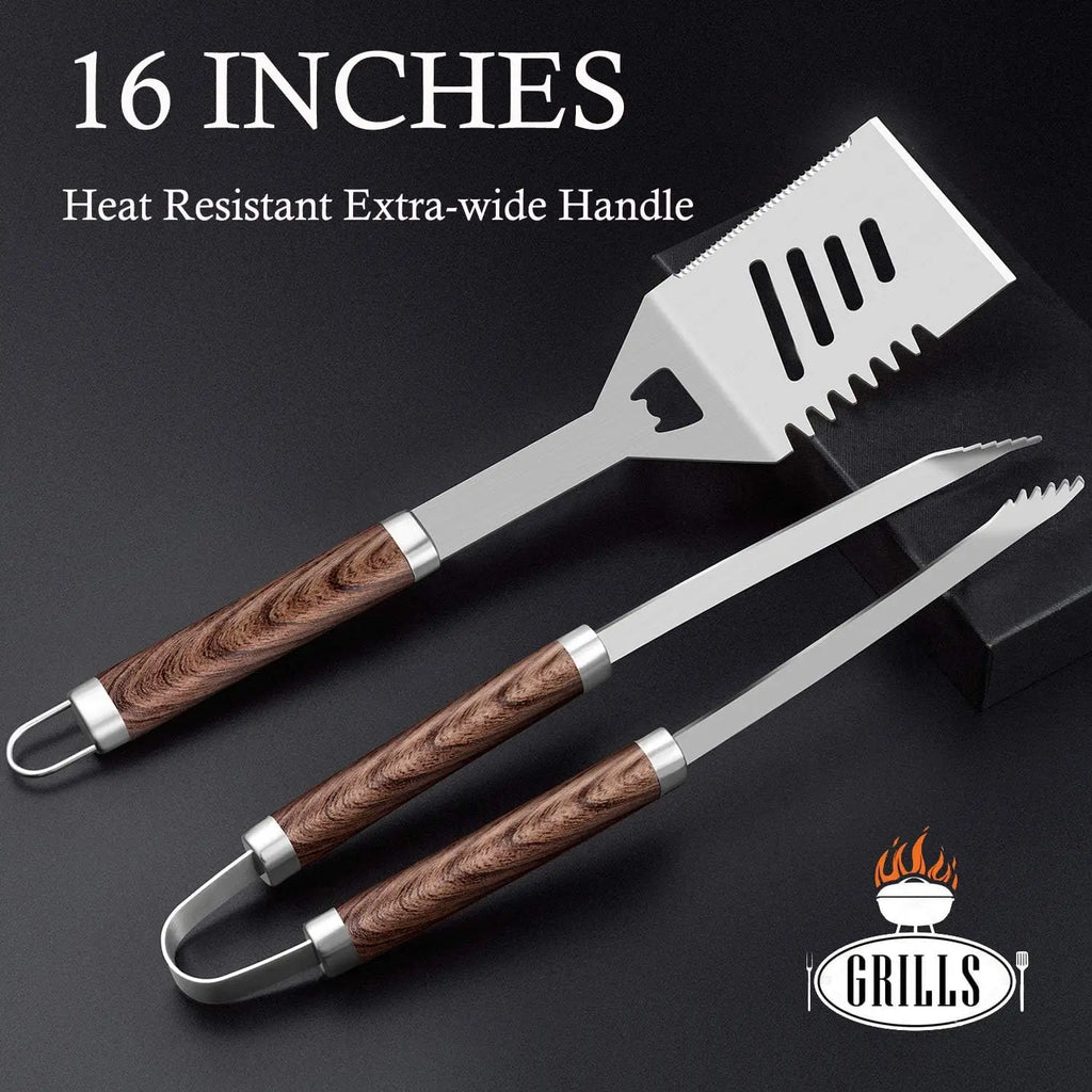 26pcs, BBQ Grill Accessories Set, Father's Day Gifts with Apron, Thermometer, Mats in Aluminum Case