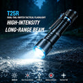 Trustfire T25R 2000 Lumen Dual-Tail-Switch Tactical Flashlight One-Touch Strobe Type-C Rechargeable Battery IPX7 Waterproof