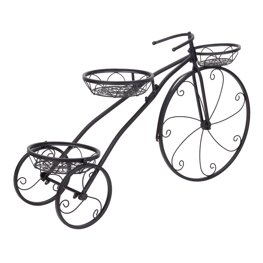 3 Tier Bicycle-Shaped Metal Plant Stand Flower Pot Holder for Home Garden Patio Organizer Rack