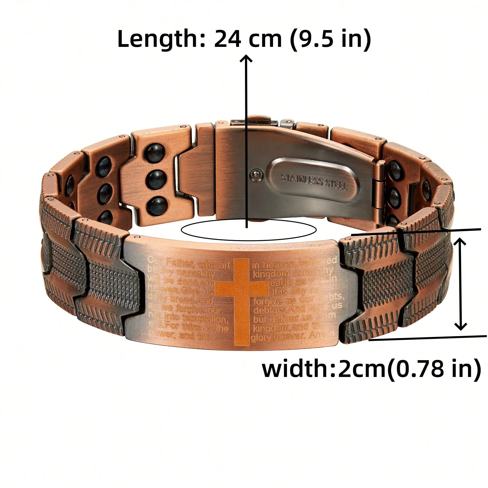 Men's Copper Cross Magnetic Bracelet - Adjustable Black Copper Jewelry