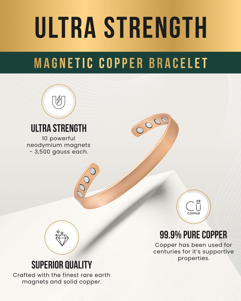 Magnetic Therapy Copper Cuff Bracelet